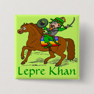 Funny Lepre Khan St Patrick's Day 2 Inch Square Button