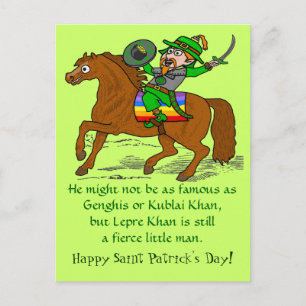 Funny Lepre Khan St Patrick's Day Holiday Postcard