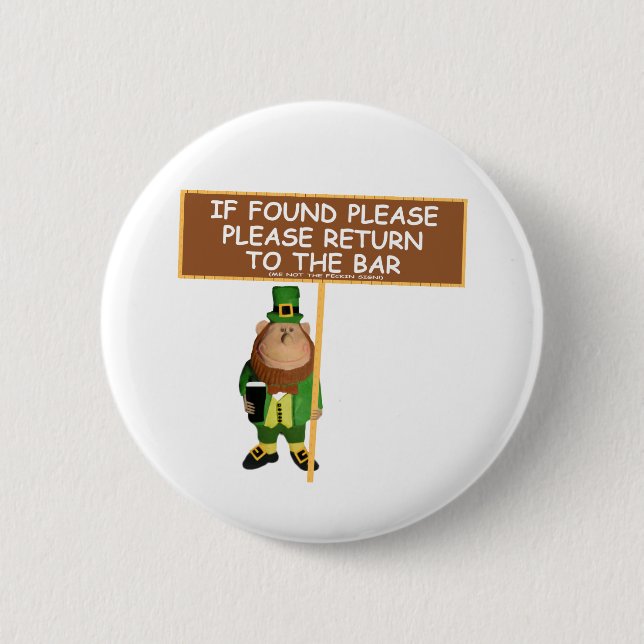Funny leprechaun 2 inch round button (Front)