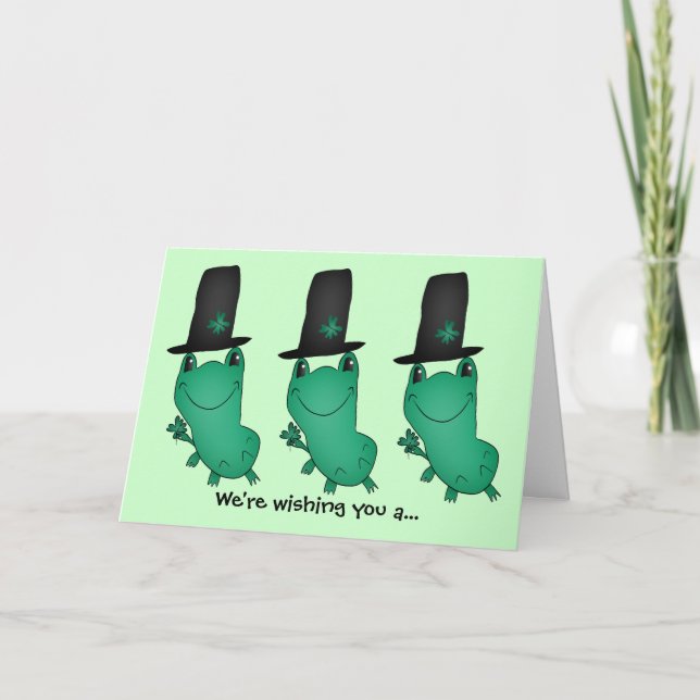 Funny leprechaun frogs card (Front)