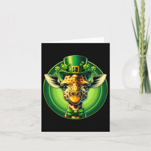 Funny Leprechaun Giraffe St Patricks Day Kids Men  Card