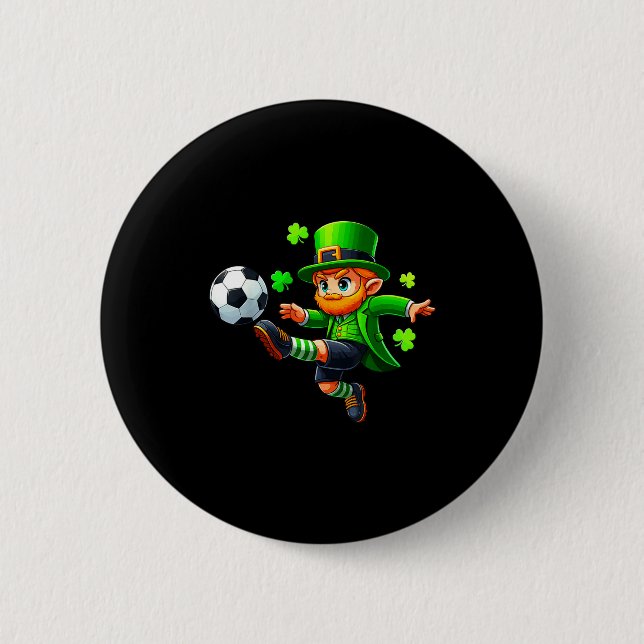 Funny Leprechaun Irish Soccer St Patricks Men Boy  2 Inch Round Button (Front)