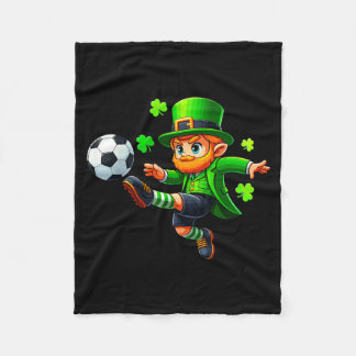 Funny Leprechaun Irish Soccer St Patricks Men Boy Fleece Blanket