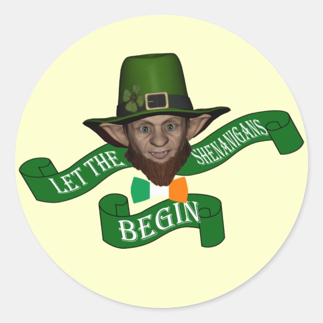 Funny  leprechaun shenanigans classic round sticker (Front)