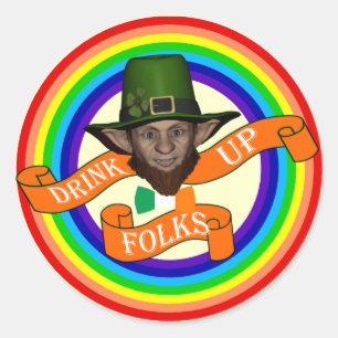 Funny leprechaun St Patrick's day Classic Round Sticker
