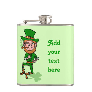 Funny Leprechaun St Patricks Day Personalized Hip Flask