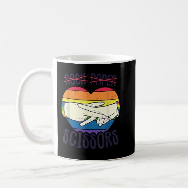 Funny Lesbian Pride Flag Rock Paper Scissors Lesbi Coffee Mug (Left)