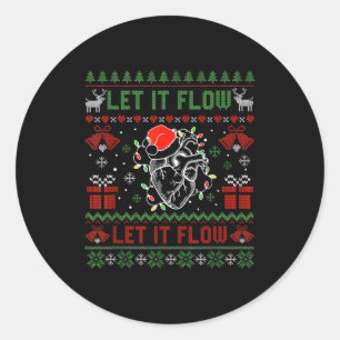 Funny Let It Flow Anatomy Heart Cardiac Nurse Grou Classic Round Sticker