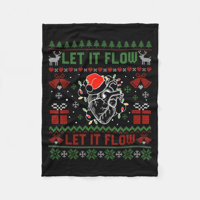 Funny Let It Flow Anatomy Heart Cardiac Nurse Grou Fleece Blanket (Front)