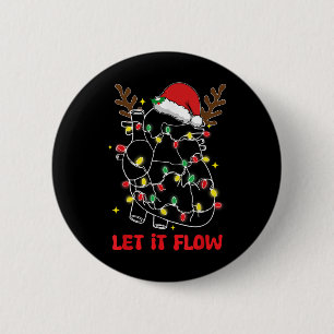 Funny Let It Flow Anatomy Heart Cardiac Nurse Sant 2 Inch Round Button