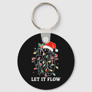 Funny Let It Flow Anatomy Heart Cardiac Nurse Sant Keychain