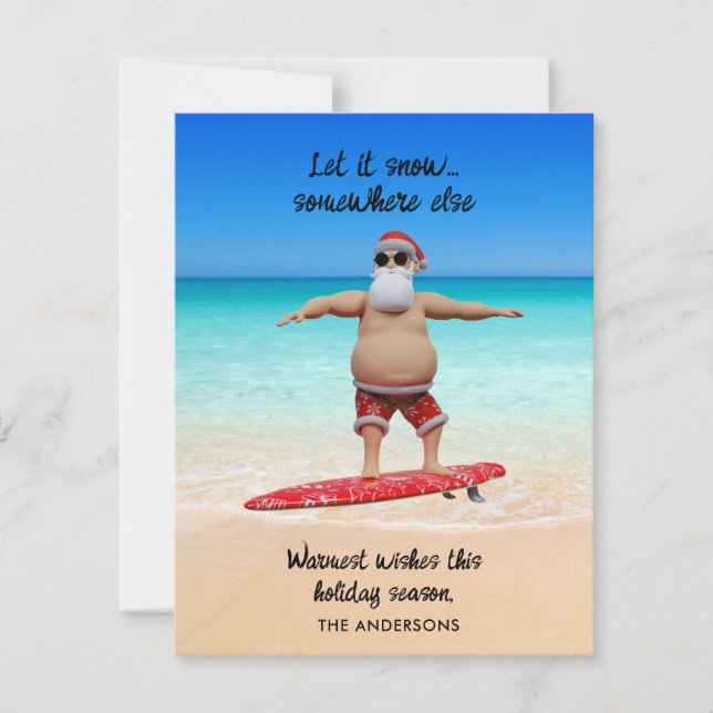Funny Let It Snow Florida Santa Surfing Holiday  (Front)