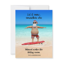 Funny Let It Snow Florida Santa Surfing Holiday 