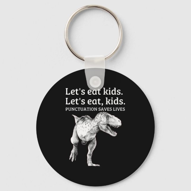 Funny Lets Eat Kids Punctuation Saves Lives Gramma Keychain (Front)