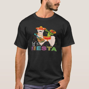 Funny Let's Fiesta Llama Cinco De Mayo Cactus Somb T-Shirt