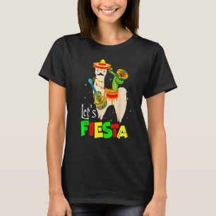 Funny Let's Fiesta Llama Cinco De Mayo Cactus Somb T-Shirt