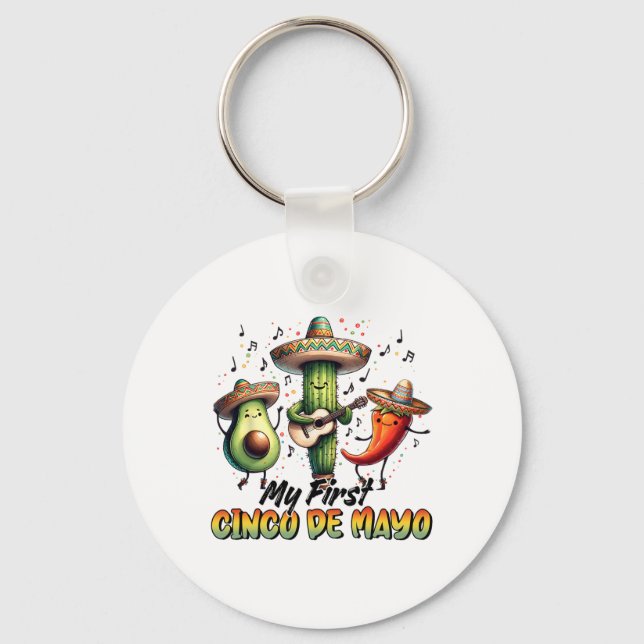 Funny Let's Fiesta Squad Family Matching Cinco De  Keychain (Front)