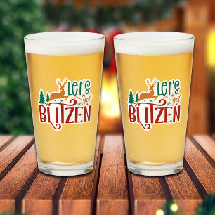 Funny Let's Get Blitzen Reindeer Glass