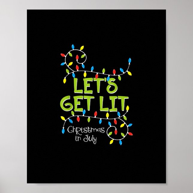 Funny Let's Get Lit Christmas Lights Poster (Front)