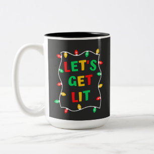 Funny Let's Get Lit Christmas  Two-Tone Coffee Mug