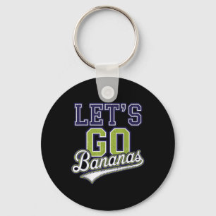 Funny Lets Go Bananas Cute Banana Fruits Lover Ban Keychain