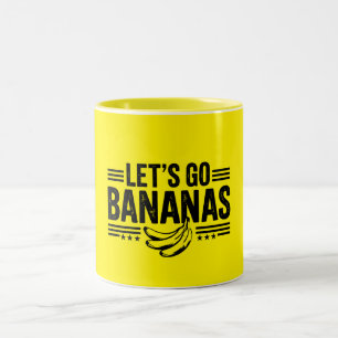 Funny Let's Go Bananas Distressed Banana Two-Tone Coffee Mug