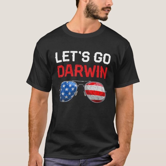 Funny Let's Go Darwin Retro USA Flag Lets Go Darwi T-Shirt (Front)