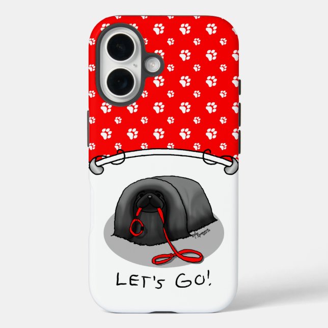Funny Let's Go! for a Walk Pekingese Dog (black) Case-Mate iPhone Case (Back)