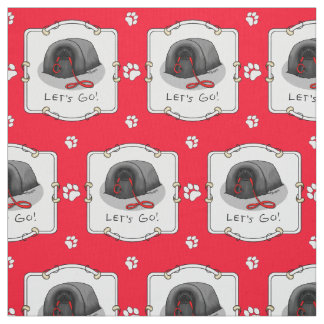Funny Let's Go! for a Walk Pekingese Dog (black) Fabric