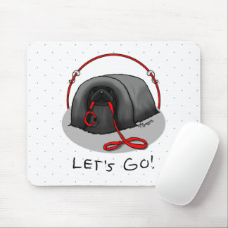 Funny Let's Go! for a Walk Pekingese Dog (black) Mouse Pad