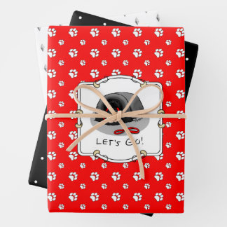 Funny Let's Go! for a Walk Pekingese Dog (black) Wrapping Paper Sheet