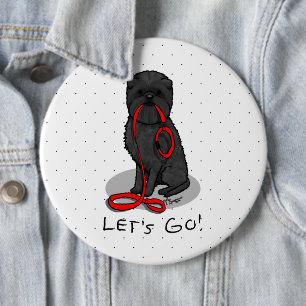 Funny Let's Go! Walk Affenpinscher (Black Natural) 6 Inch Round Button