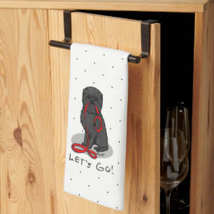 Funny Let's Go! Walk Affenpinscher (Black Natural) Kitchen Towel