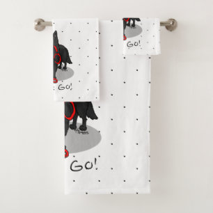 Funny Let's Go! Walk Belgian Sheepdog (black 1) Bath Towel Set