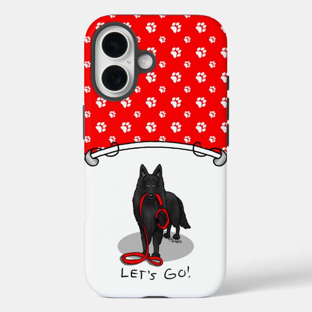 Funny Let's Go! Walk Belgian Sheepdog (black 1) Case-Mate iPhone Case (Back)