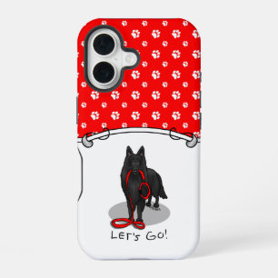 Funny Let's Go! Walk Belgian Sheepdog (black 1) iPhone 16 Case