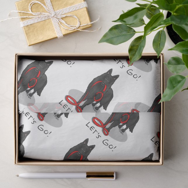 Funny Let's Go! Walk Belgian Sheepdog (black 1) Tissue Paper (Gift)