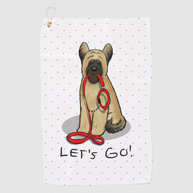 Funny Let's Go! Walk Briard (cr tawny black 1) Golf Towel (Front)