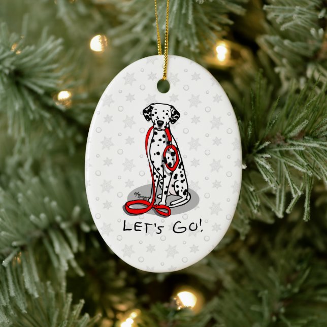 Funny Let's Go! Walk Dalmatian Dog (black 1) Ceramic Ornament (Tree)