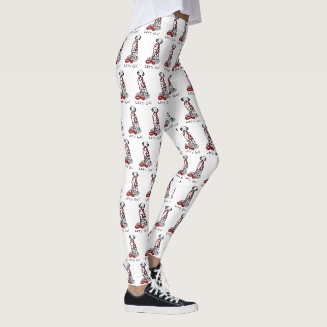 Funny Let's Go! Walk Dalmatian Dog (black 1) Leggings (Right)