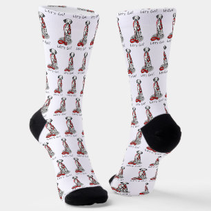 Funny Let's Go! Walk Dalmatian Dog (black 1) Socks