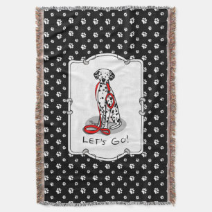 Funny Let's Go! Walk Dalmatian Dog (black 1) Throw Blanket