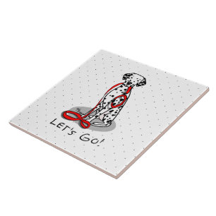 Funny Let's Go! Walk Dalmatian Dog (black 1) Tile