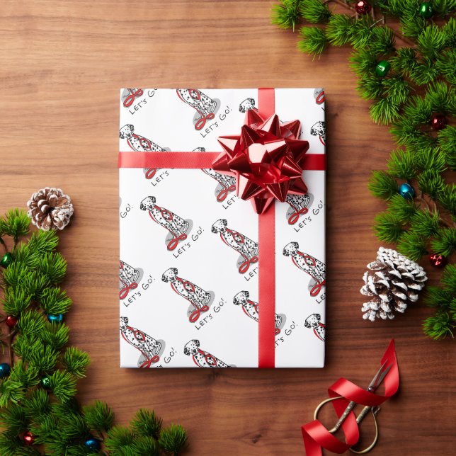 Funny Let's Go! Walk Dalmatian Dog (black 1) Wrapping Paper (Holiday Gift)