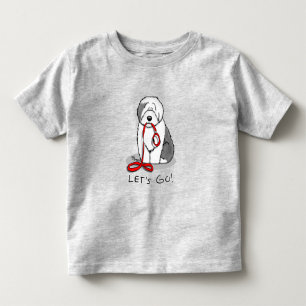 Funny Let's Go! Walk Old English Sheepdog (Grey 1) Toddler T-shirt