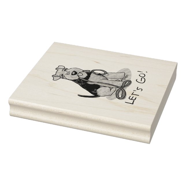 Funny Let's Go! Welsh Terrier Dog with Leash Rubber Stamp (Stamp)