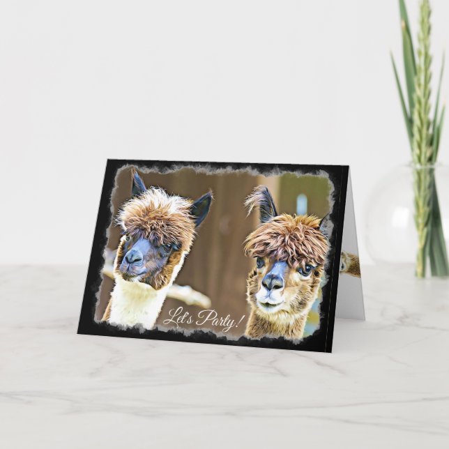 Funny Let's Party Alpaca Birthday Card (Front)