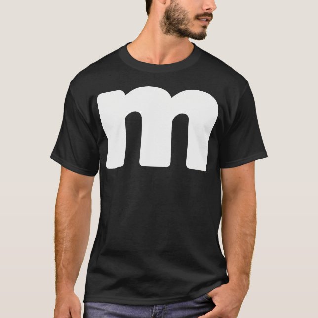 Funny Letter M Groups Halloween Team Easy Lazy T-Shirt (Front)