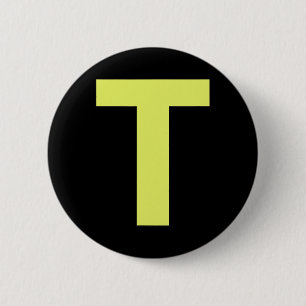 Funny Letter T Green Halloween Costume 2 Inch Round Button