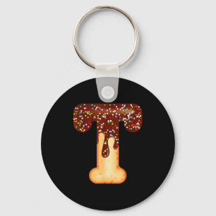 Funny Letter T Ice Cream Chocolate Sprinkles  Keychain